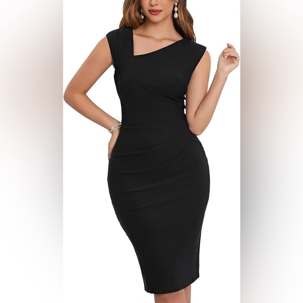 MUXXN Women's Retro 1950s Style Sleeveless Slim Business Pencil Dress